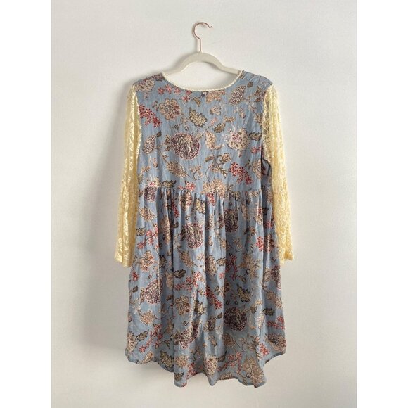 Tassels N Lace Floral Babydoll Dress W/ Lace Bell Sleeves Size S - Picture 4 of 6